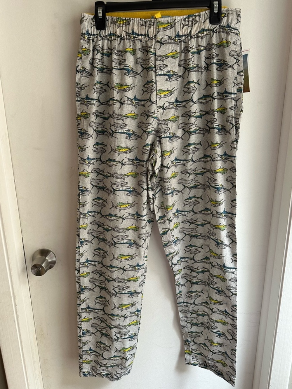 Ocean Coast Men’s Pajama Lounge Pants Medium Fish Print Cotton Drawstring NWT